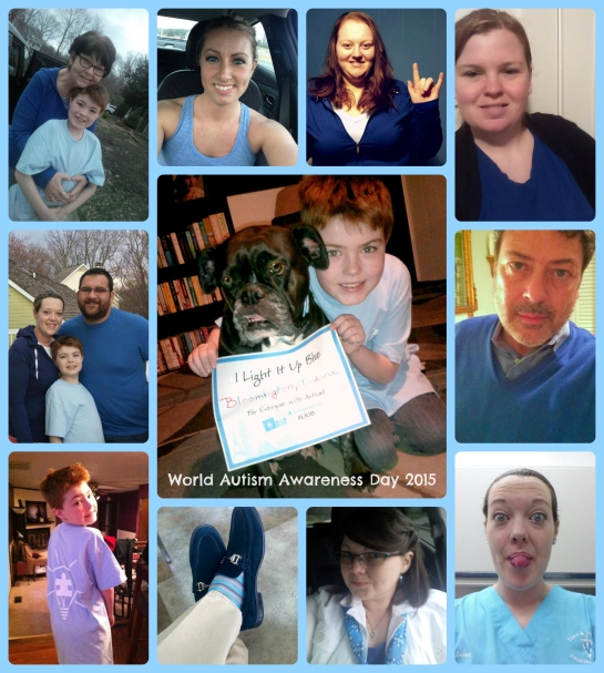 Just a few of our wacky "tribe" who wore blue to support the Munchkin on World Autism Awareness Day 2015. 